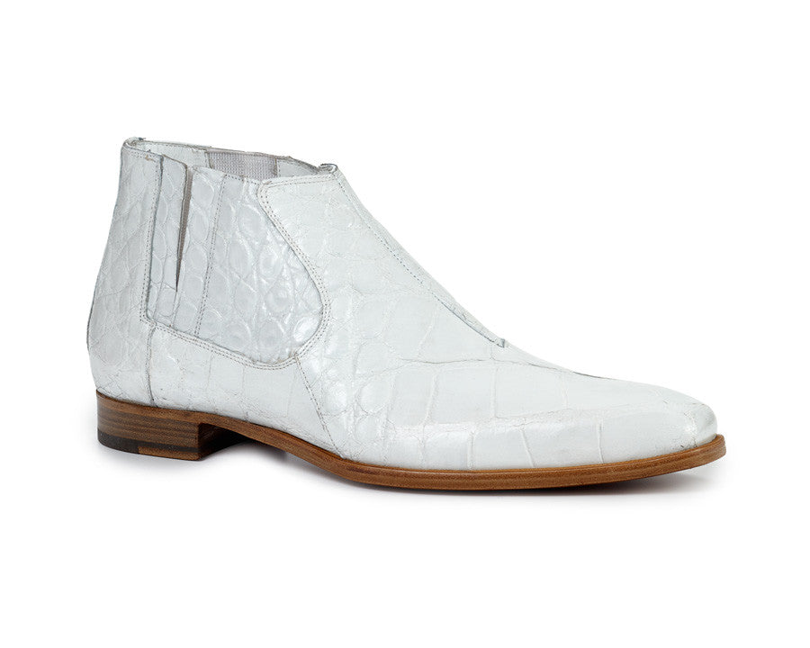 Mauri - 4780 All-Over White Alligator Body Chelsea Boots - Dudes Boutique