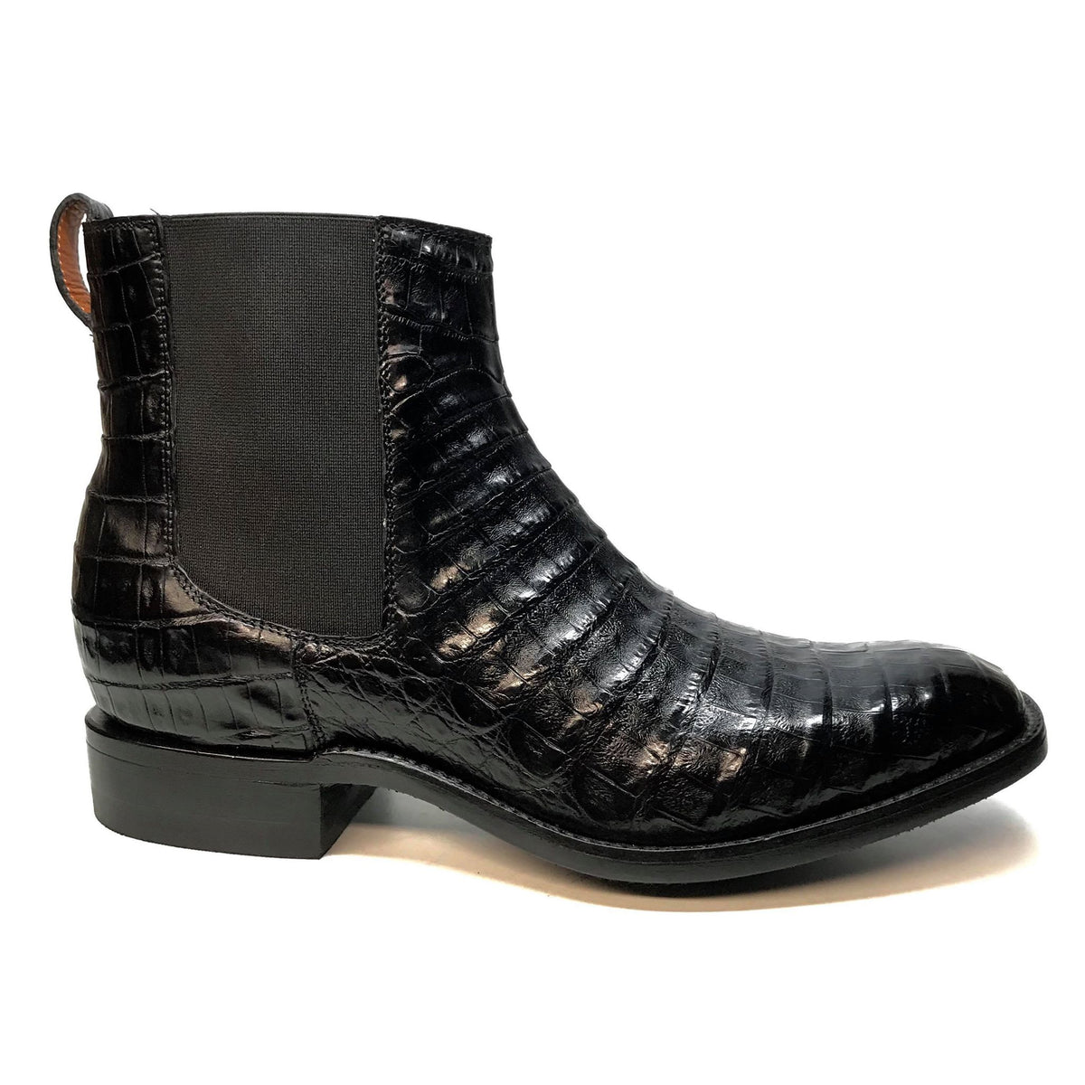 Safari Men's Black Crocodile Belly Chelsea Boots - Dudes Boutique