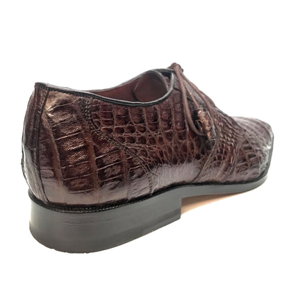 Los Altos Brown All-Over Crocodile Lace Up Dress Shoes - Dudes Boutique