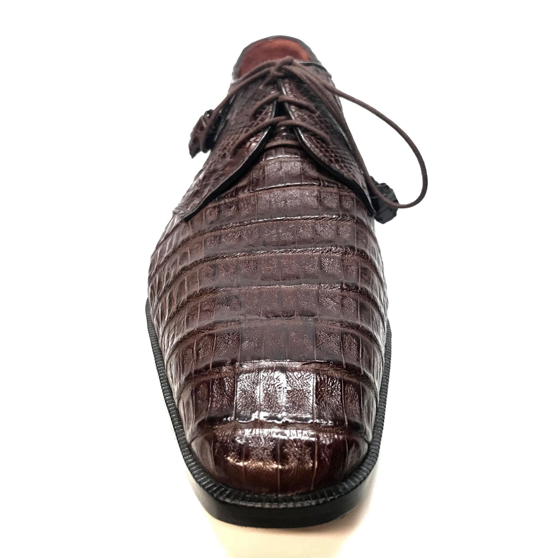 Los Altos Brown All-Over Crocodile Lace Up Dress Shoes - Dudes Boutique