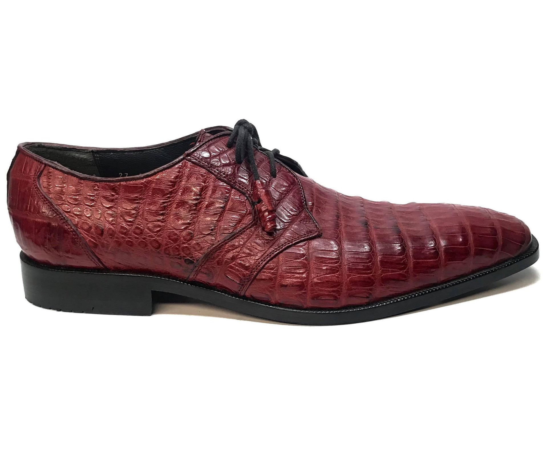 Los Altos Wine Burgundy All-Over Crocodile Lace Up Dress Shoes - Dudes Boutique