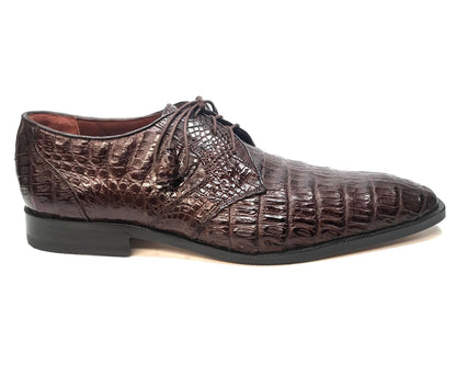 Los Altos Brown All-Over Crocodile Lace Up Dress Shoes - Dudes Boutique