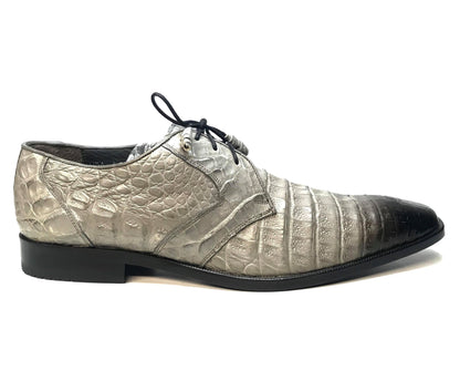 Los Altos Gray All-Over Crocodile Lace Up Dress Shoes - Dudes Boutique