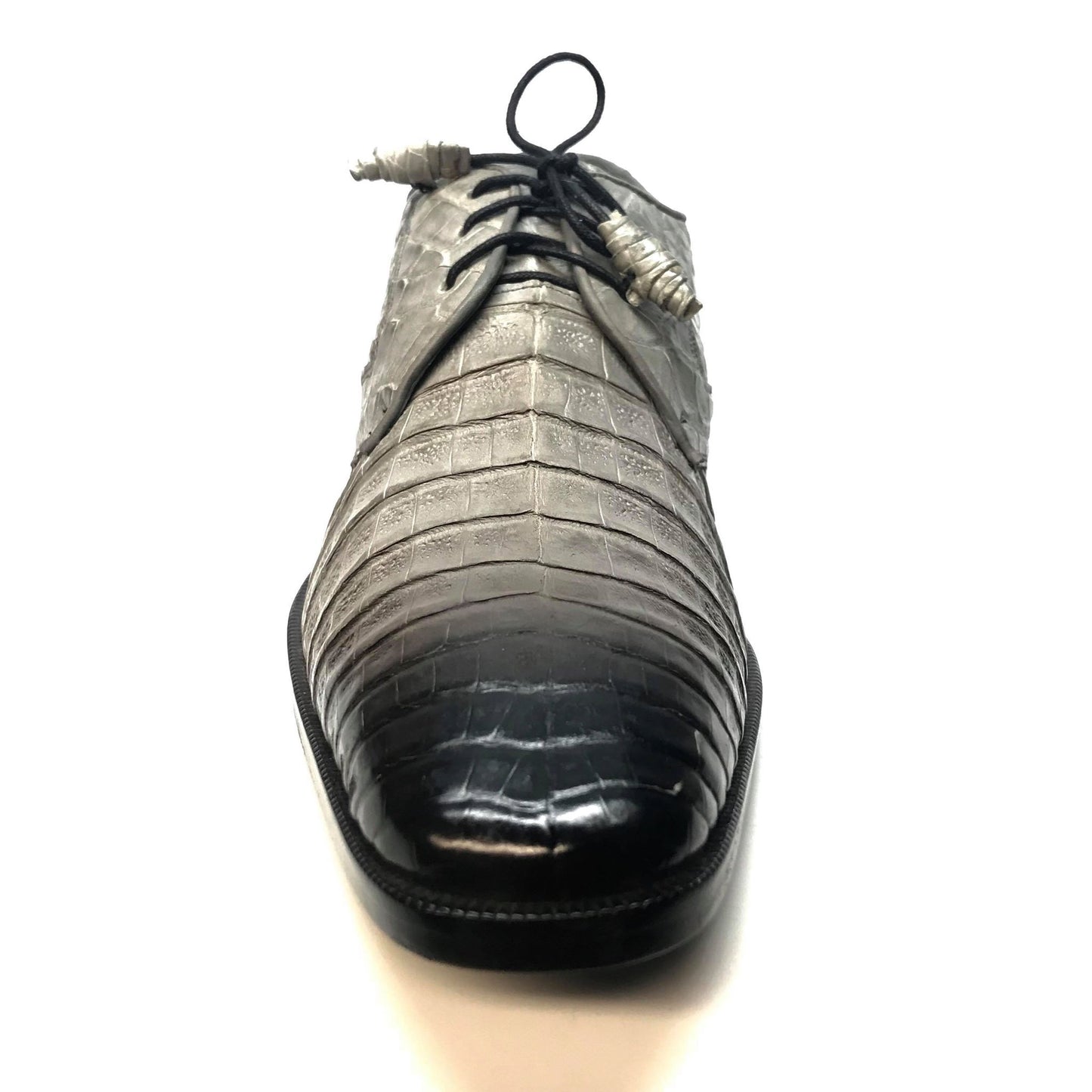 Los Altos Gray All-Over Crocodile Lace Up Dress Shoes - Dudes Boutique