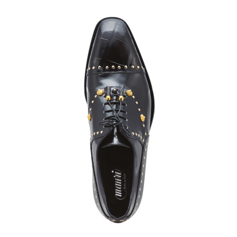 Mauri Men's 4901 "Vegas" Black Alligator Calf Skin Dress Shoes - Dudes Boutique