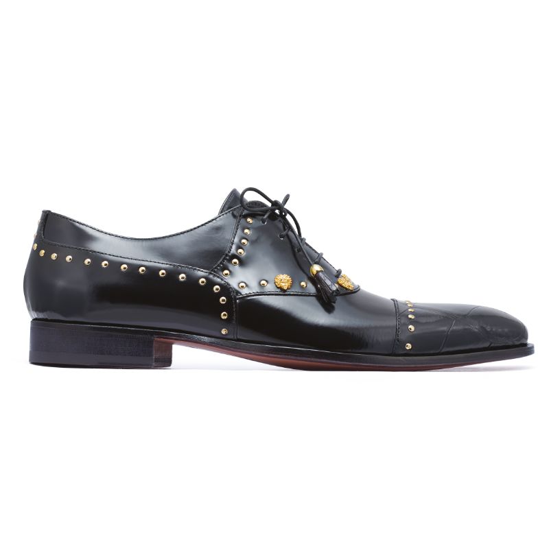 Mauri Men's 4901 "Vegas" Black Alligator Calf Skin Dress Shoes - Dudes Boutique
