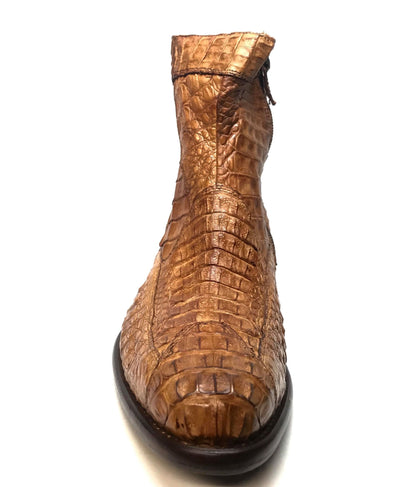 Calzoleria Toscana Cognac Hornback Alligator Ankle Boots - Dudes Boutique