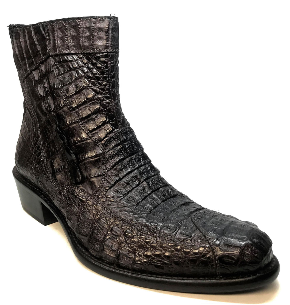 Calzoleria Toscana Black Full Hornback Alligator Ankle Boots - Dudes Boutique