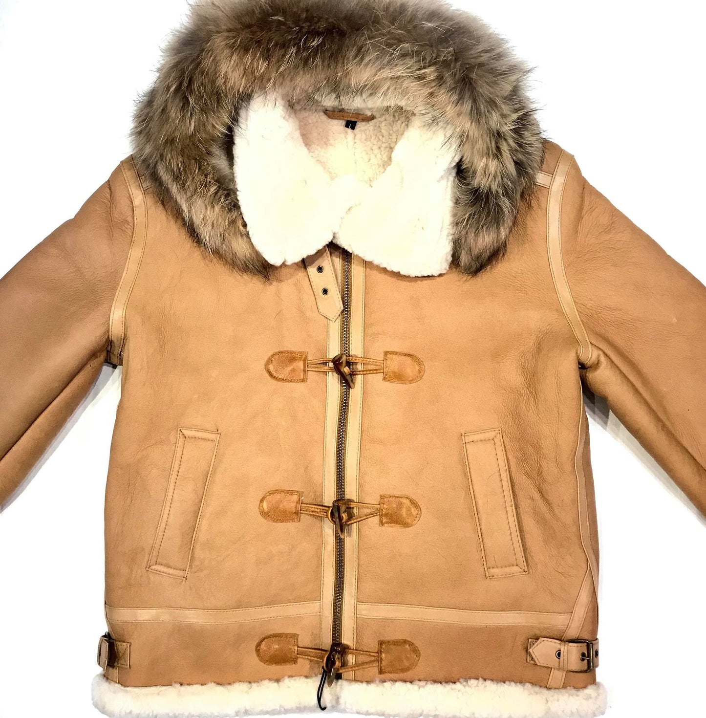 Kashani Peach Duffel Aviator Shearling Jacket - Dudes Boutique