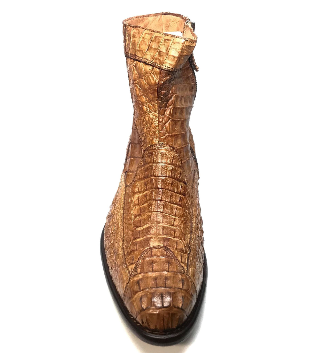 Calzoleria Toscana Cognac Hornback Alligator Ankle Boots - Dudes Boutique