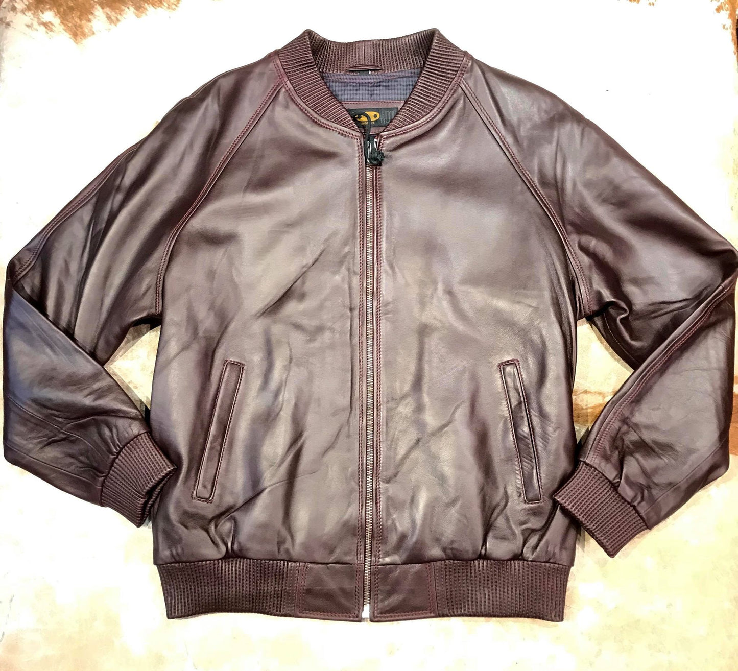 Kashani Burgundy Naked Lambskin Bomber Jacket - Dudes Boutique