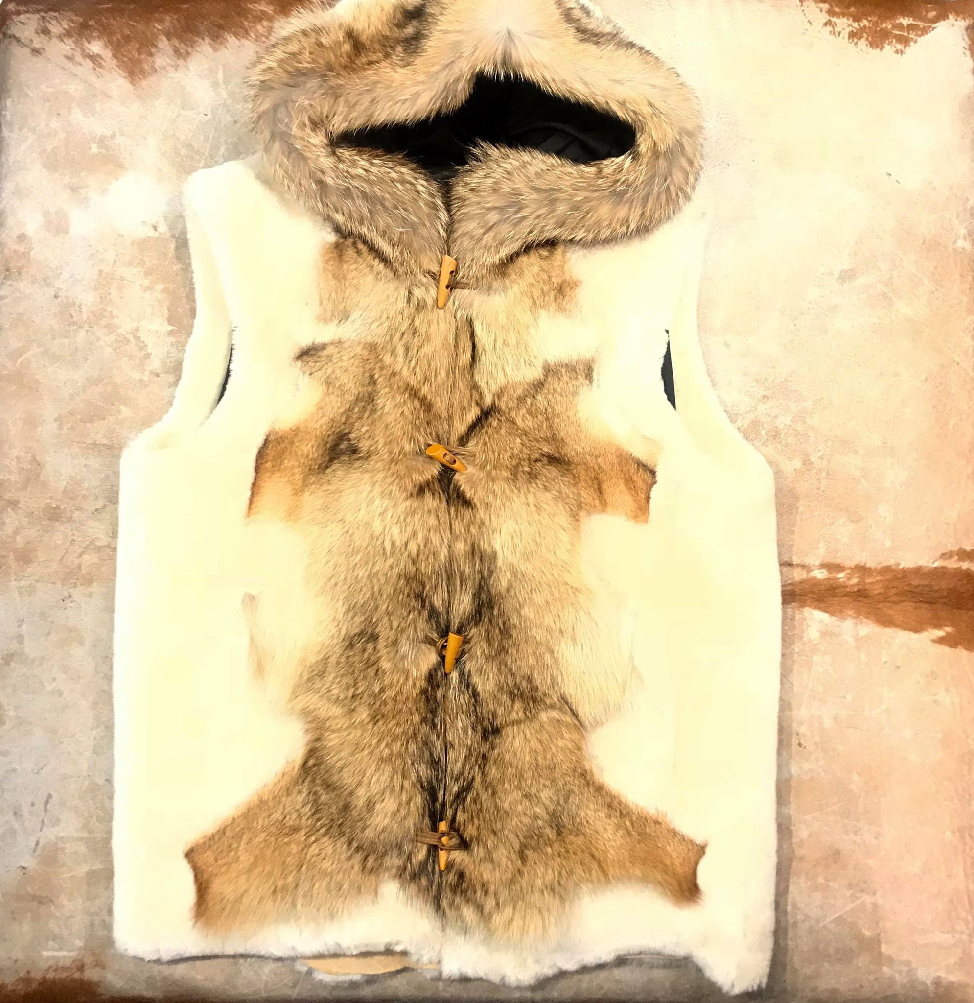 Kashani Cream Mouton Fox Shearling Vest