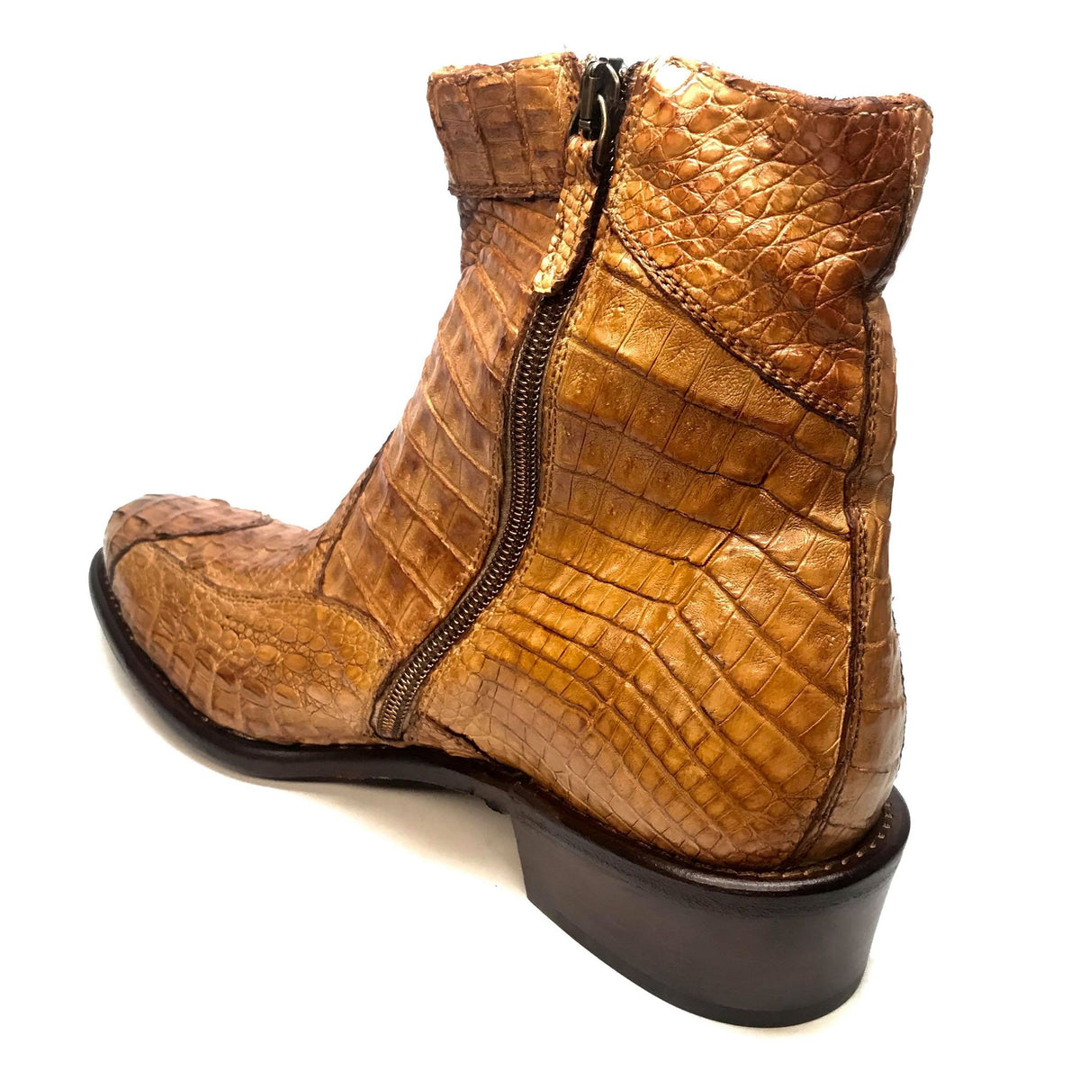 Calzoleria Toscana Cognac Hornback Alligator Ankle Boots - Dudes Boutique
