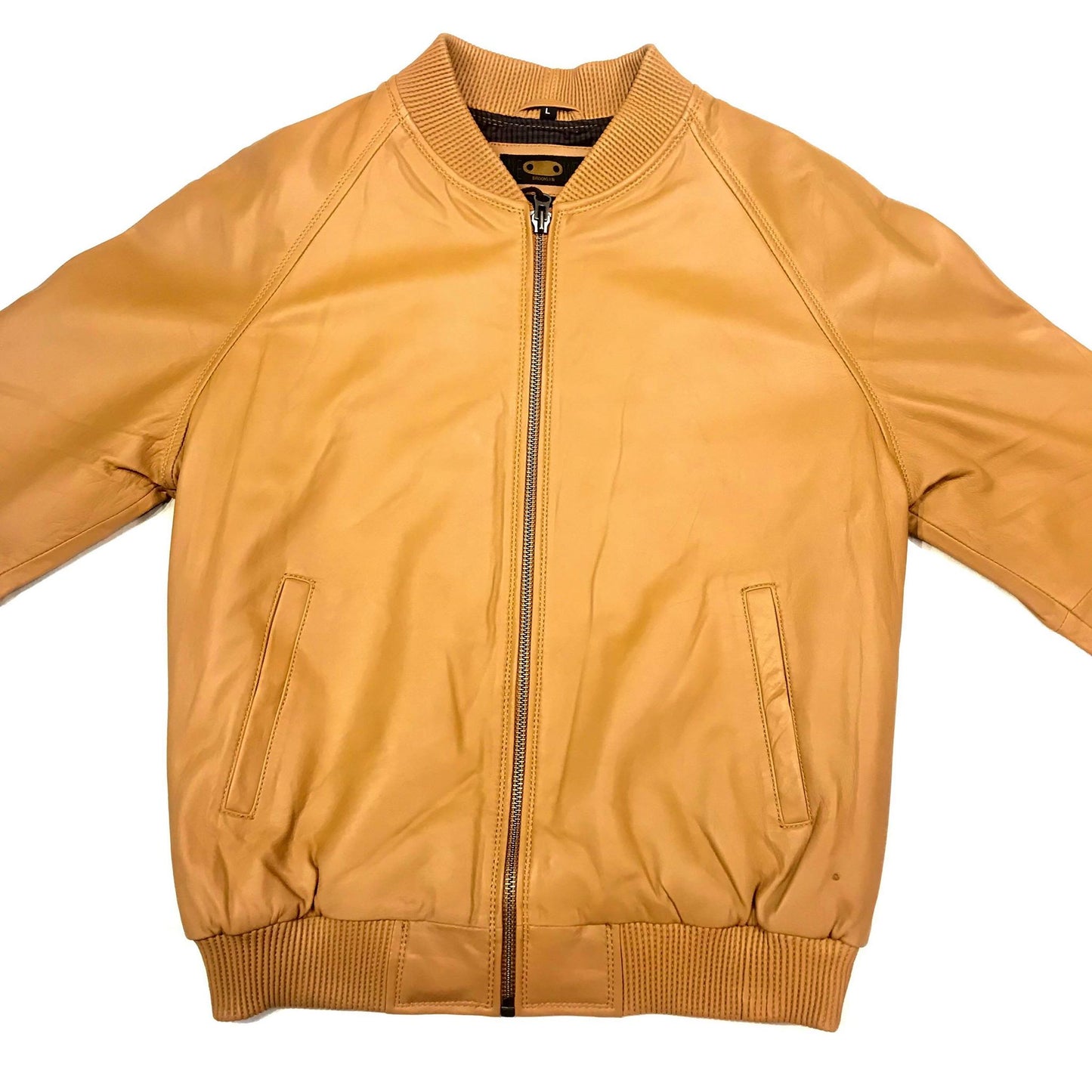 Kashani Beige Naked Lambskin Bomber Jacket - Dudes Boutique
