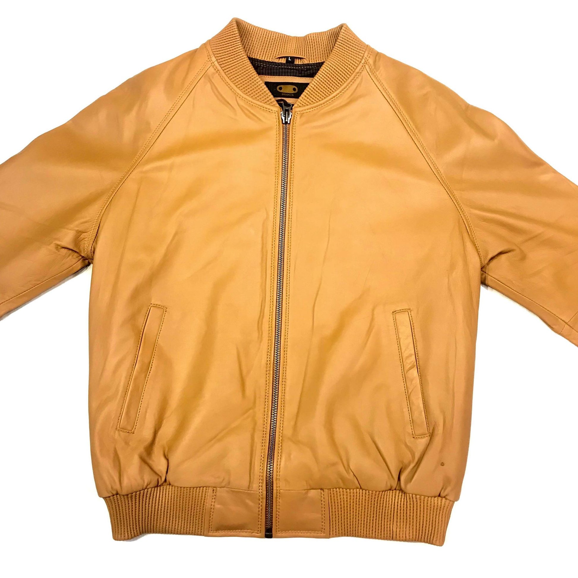 Kashani Beige Naked Lambskin Bomber Jacket - Dudes Boutique