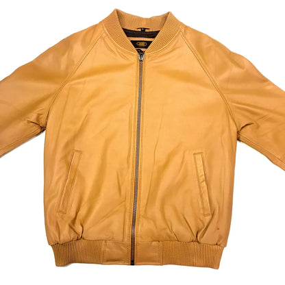 Kashani Beige Naked Lambskin Bomber Jacket - Dudes Boutique