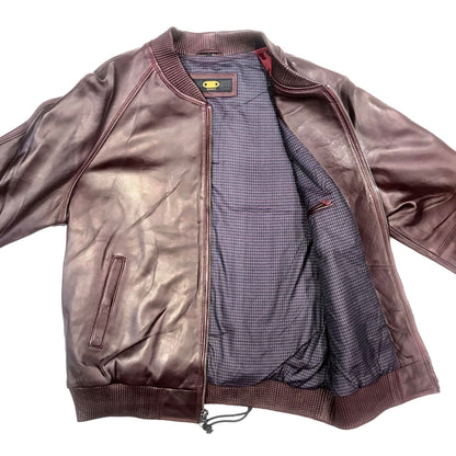 Kashani Burgundy Naked Lambskin Bomber Jacket - Dudes Boutique