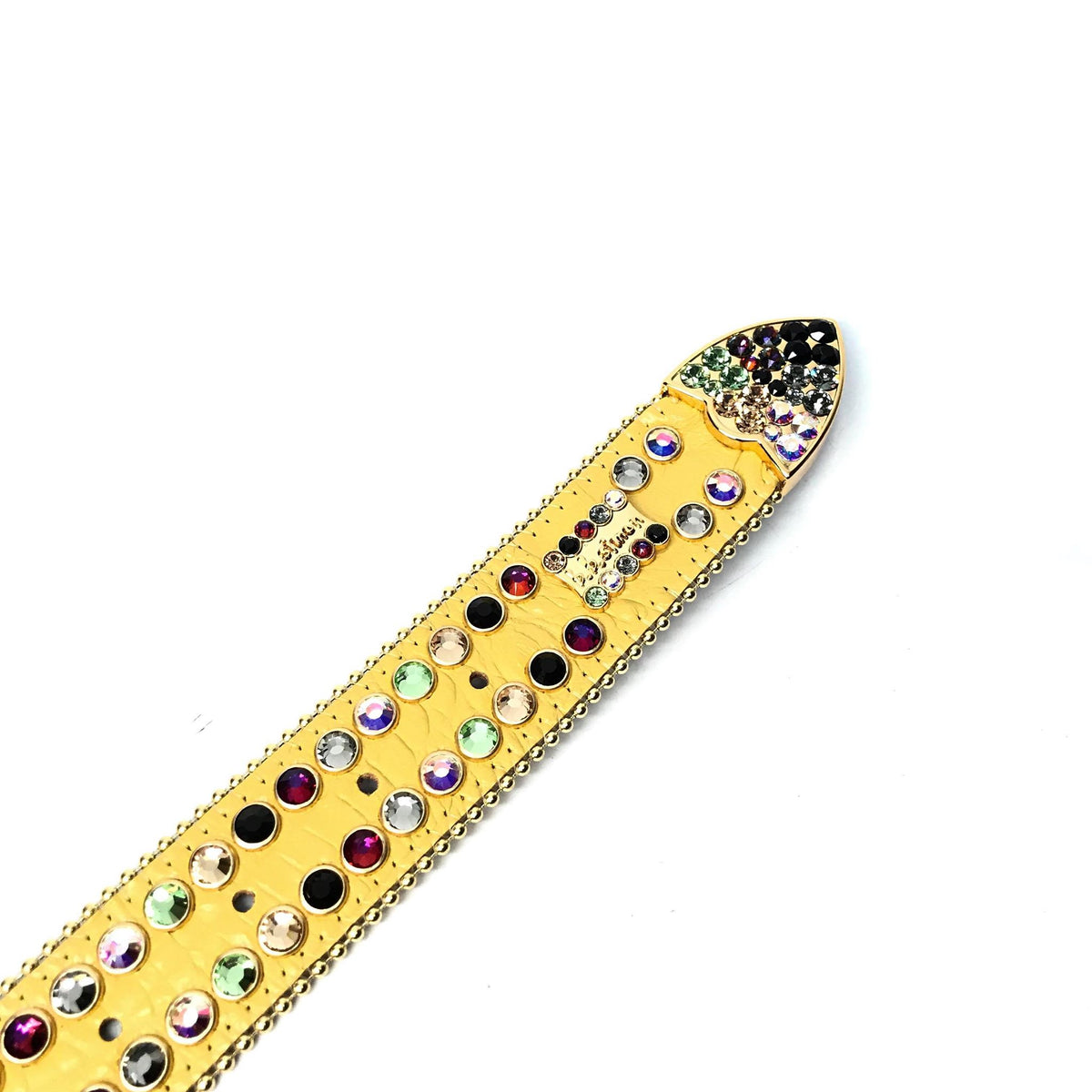b.b. Simon Yellow Multicolor Fully Loaded Crystal Belt - Dudes Boutique