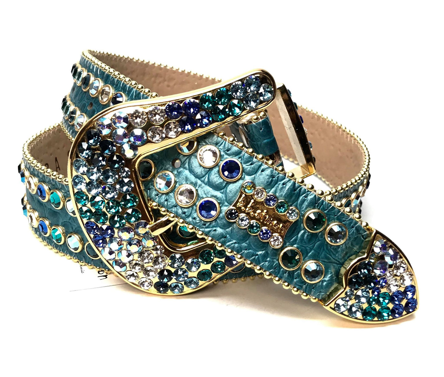 b.b. Simon Sea Gold Fully Loaded Crystal Belt - Dudes Boutique