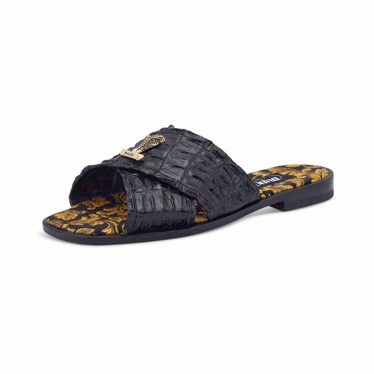Mauri 5134 Black/Gold Crocodile Sandals - Dudes Boutique