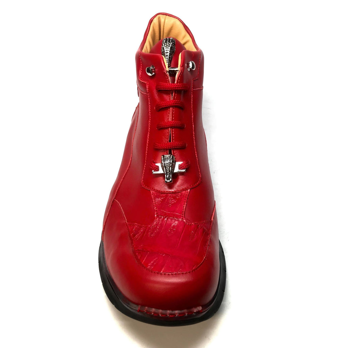 Mauri 8593 CANDY RED Crocodile Lambskin Hightop Sneakers - Dudes Boutique