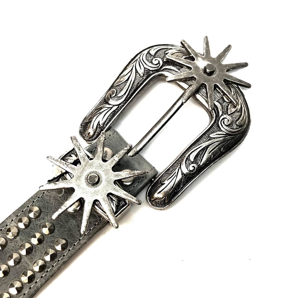 b.b. Simon 'Silver Triple Studded' Spinner Belt