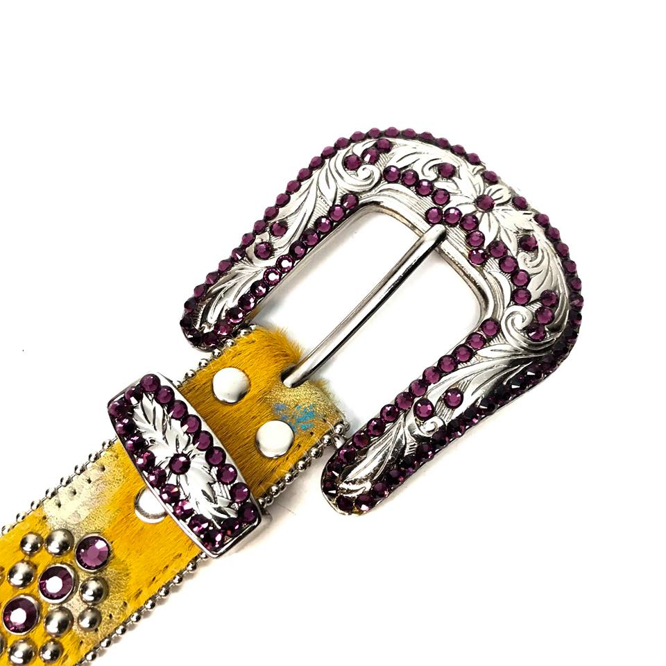 b.b. Simon 'Sunset Yellow' Pony Crystal Belt - Dudes Boutique