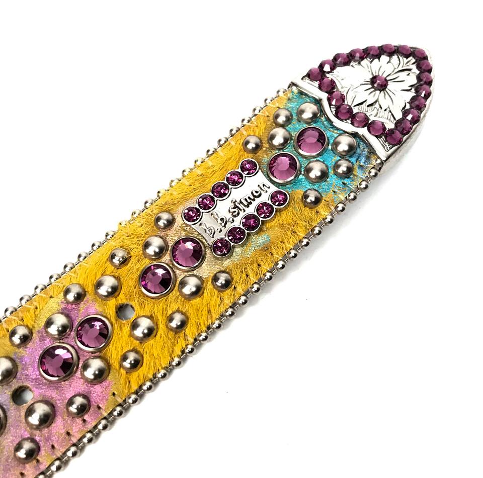 b.b. Simon 'Sunset Yellow' Pony Crystal Belt - Dudes Boutique