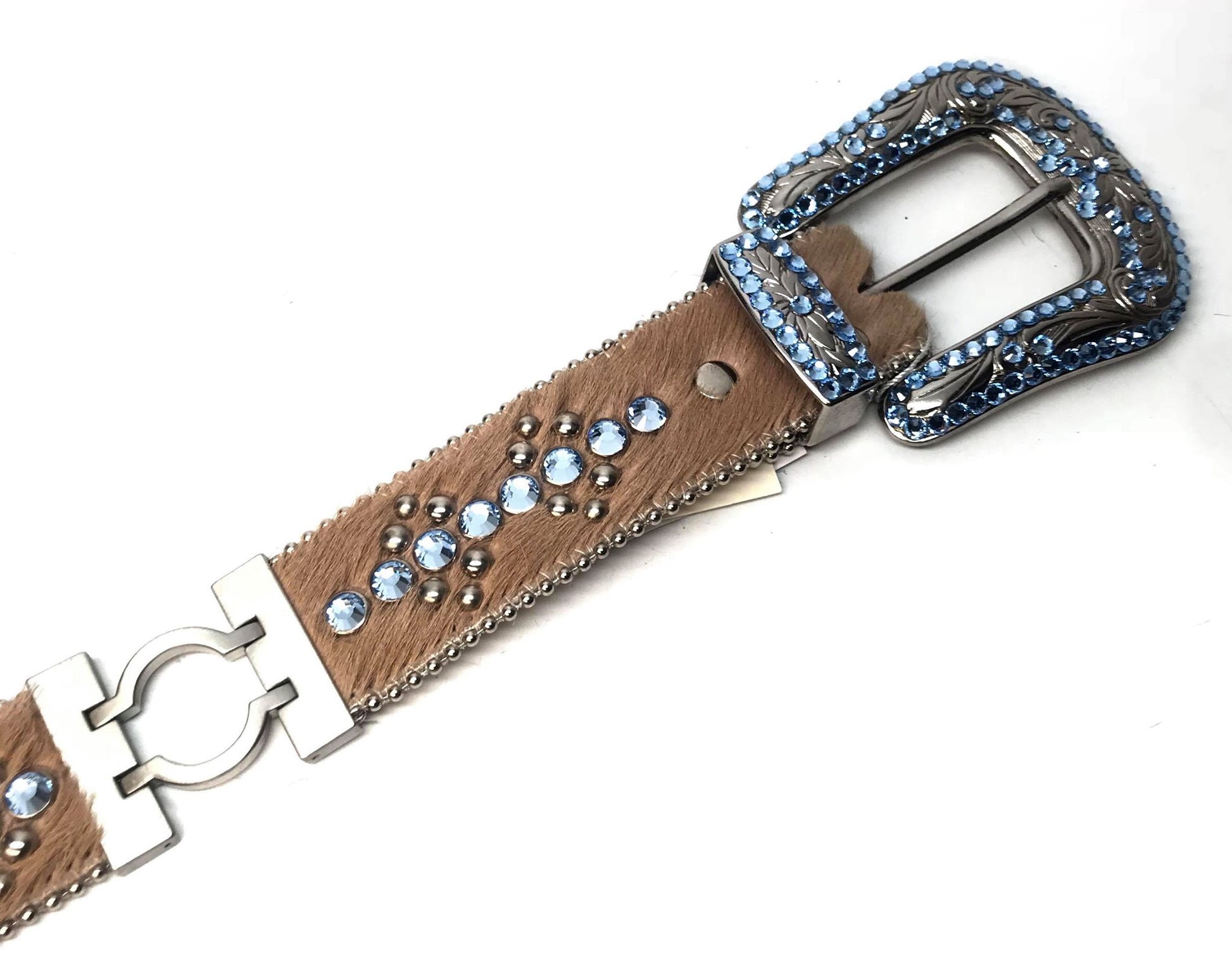 b.b. Simon 'Blue Brown Link' Pony Crystal Belt - Dudes Boutique