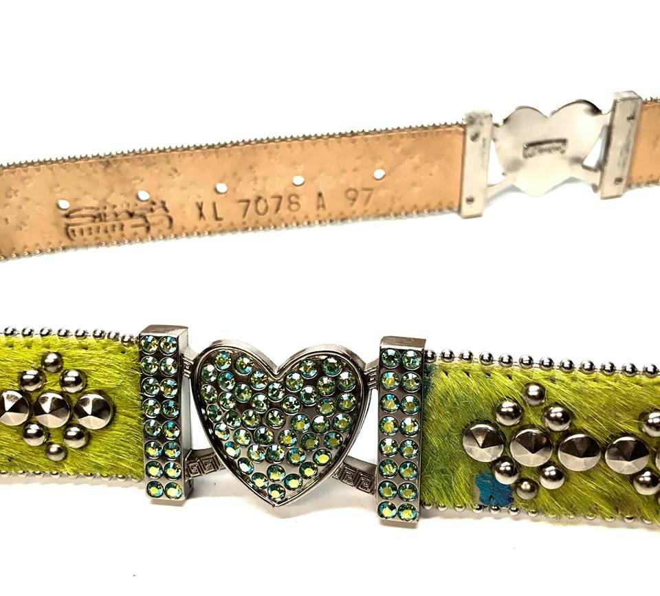 b.b. Simon 'Green Heart' Pony Crystal Belt - Dudes Boutique
