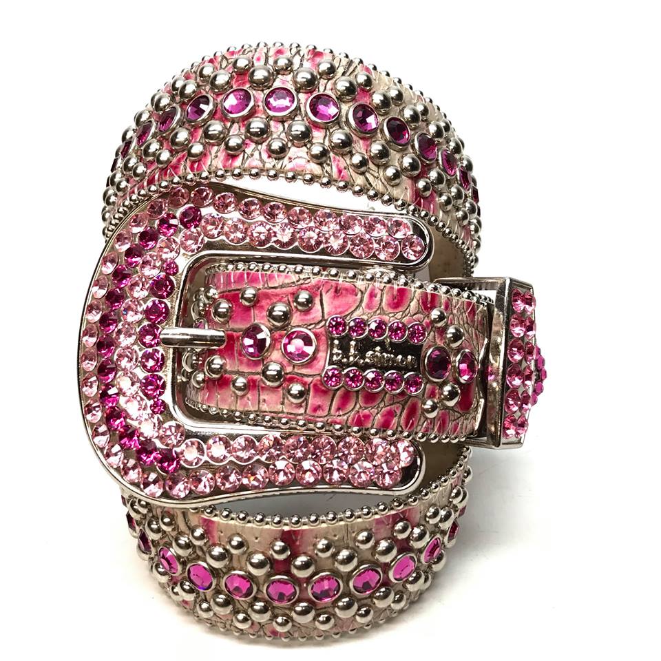 Bb Simon Kish Leather Belt with Crystals