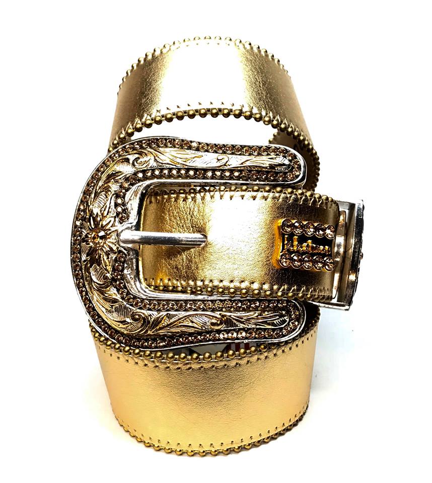 b.b. Simon 'Metallic Gold' Crystal Belt - Dudes Boutique