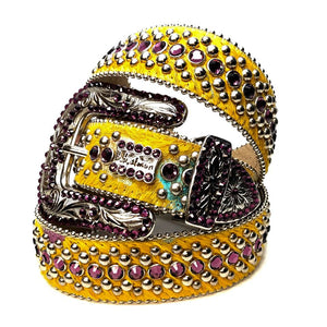 b.b. Simon 'Sunset Yellow' Pony Crystal Belt - Dudes Boutique