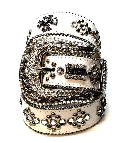 b.b. Simon 'White Phoenix' Crystal Belt - Dudes Boutique
