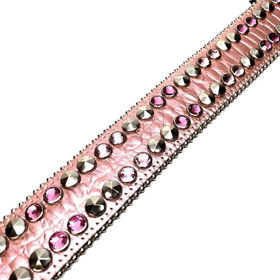 b.b. Simon 'Pink Double Studded' Crystal Belt – Dudes Boutique
