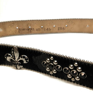 b.b. Simon 'Black Fleur-de-lis' Crystal Belt - Dudes Boutique