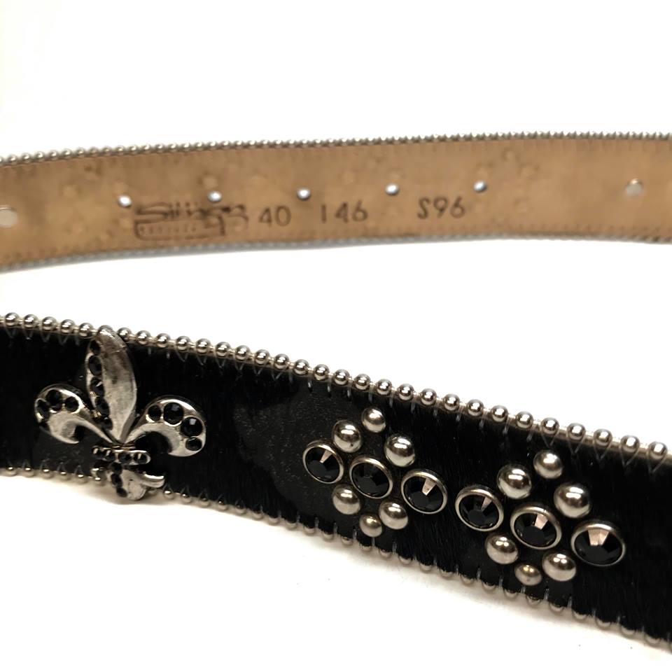b.b. Simon 'Black Fleur-de-lis' Crystal Belt - Dudes Boutique