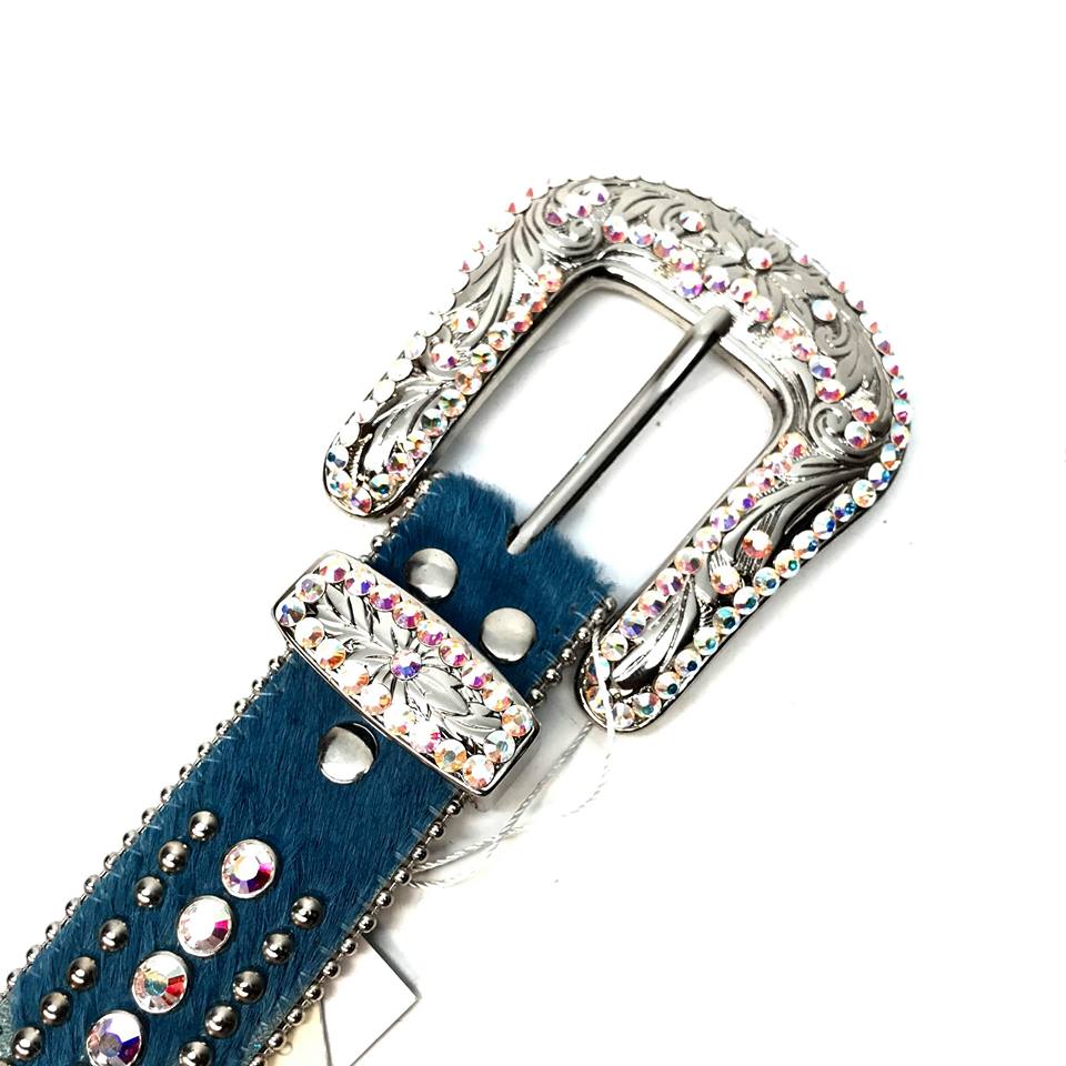 b.b. Simon 'Ocean Blue' Pony Crystal Belt - Dudes Boutique