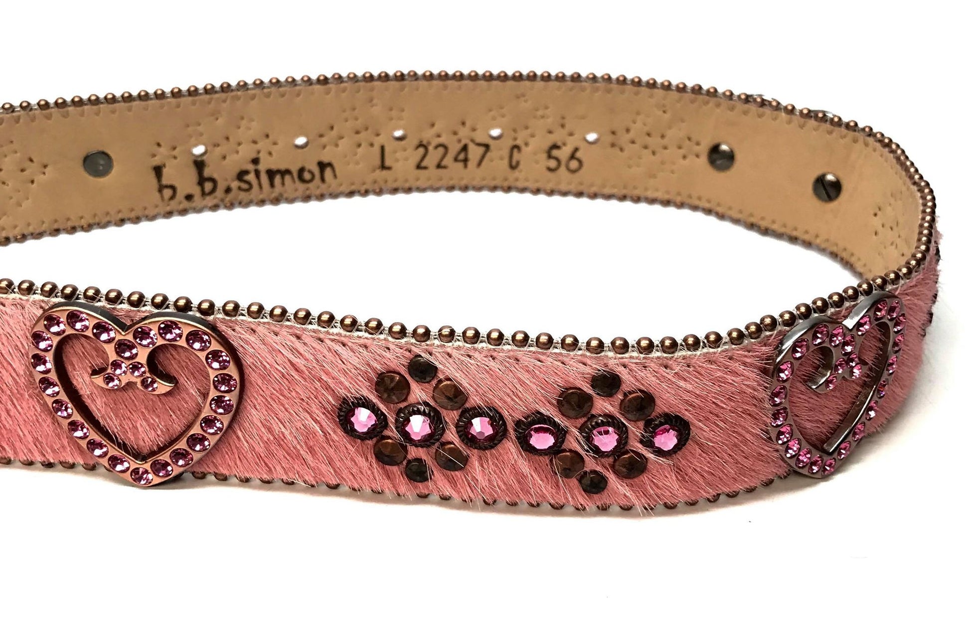 b.b. Simon 'Pink Heart' Pony Crystal Belt - Dudes Boutique
