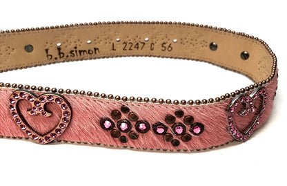 b.b. Simon 'Pink Heart' Pony Crystal Belt - Dudes Boutique