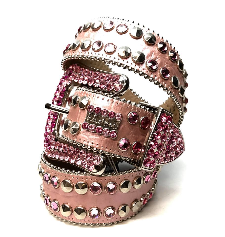 b.b. Simon 'Pink Double Studded' Crystal Belt - Dudes Boutique