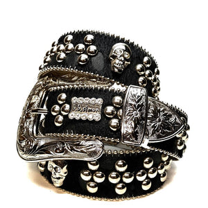 b.b. Simon 'Skull Studded' Pony Crystal Belt - Dudes Boutique