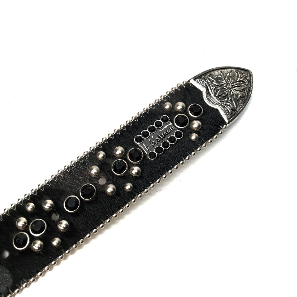 b.b. Simon 'Black Fleur-de-lis' Crystal Belt - Dudes Boutique