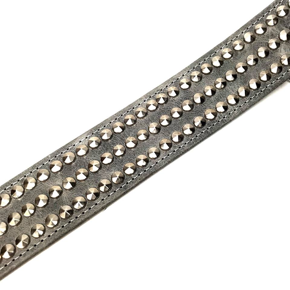b.b. Simon 'Silver Triple Studded' Spinner Belt - Dudes Boutique