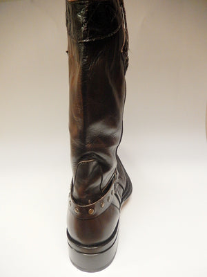 Mauri Chocolate Alligator & Calf Knee Boots 44238 - Dudes Boutique