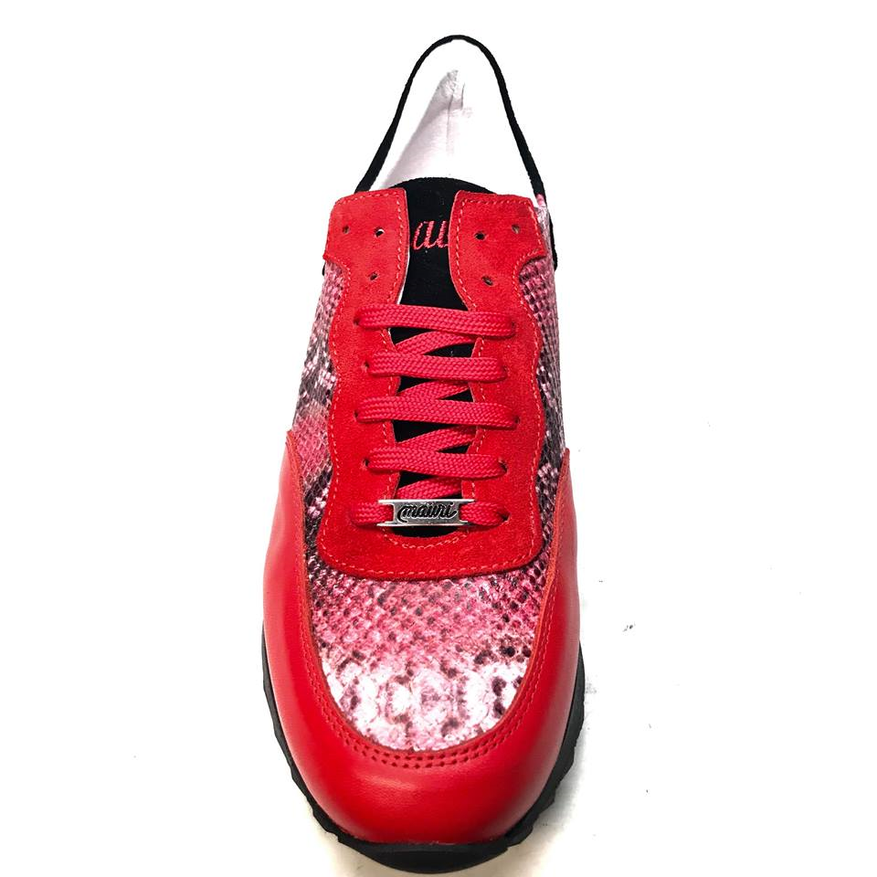 Mauri M728 Red Python Suede Sneakers - Dudes Boutique