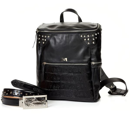Mauri - B83 Black Baby Crocodile Soft Calf Travel Bag - Dudes Boutique