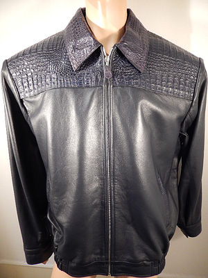 G Gator - Navy Horn Back Crocodile and Lambskin Jacket - Dudes Boutique