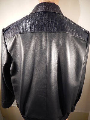 G Gator - Navy Horn Back Crocodile and Lambskin Jacket - Dudes Boutique
