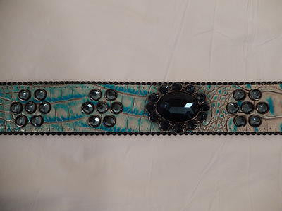 b.b. Simon Navy And Teal Crystal Belt - Dudes Boutique
